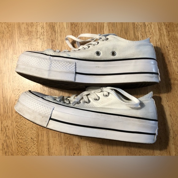 White Converse Platform Chuck Taylor Sneakers - Size 6.5 - Picture 4 of 10